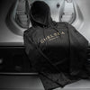 Special Edition Chelsea Truck Co Black with Gold Embroidery Hoodie On Grey Jeep