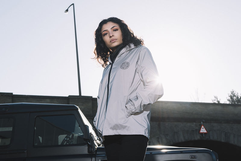 Women's Grey Reflective Jacket Near Black Jeep 