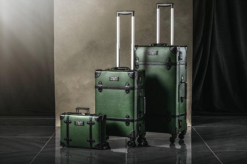 Deep Green Chelsea Truck Company Vintage Travel Luggage Set 