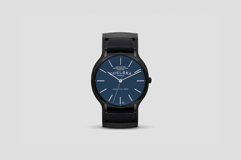 Full View Of The Blue Watches With Black Straps