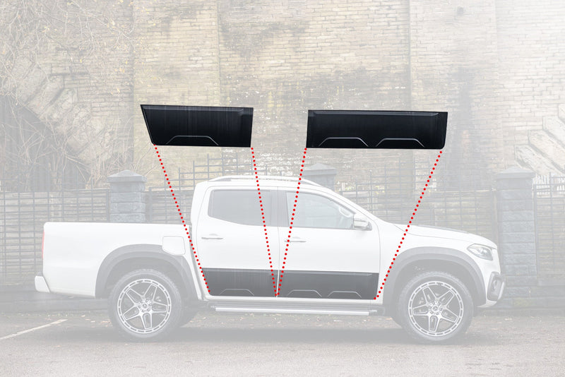 Rear View Of Mercedes X-Class (2019-Present) Bodyguard Sculpted Door Mouldings