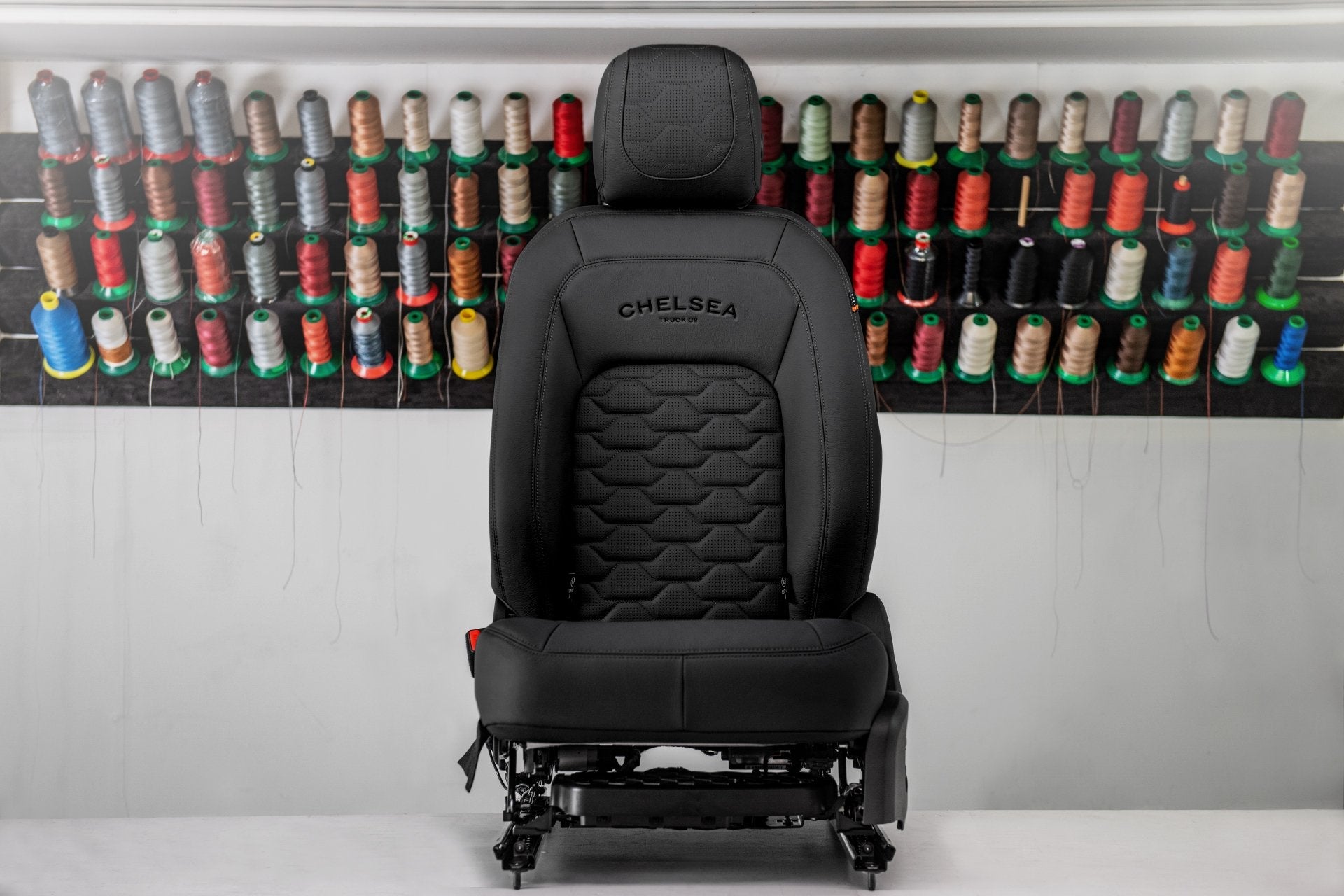 Wider View Of The Defender Black Leather Seats 