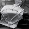 Women Chelsea Truck Co White with Black Embroidery Hoodie