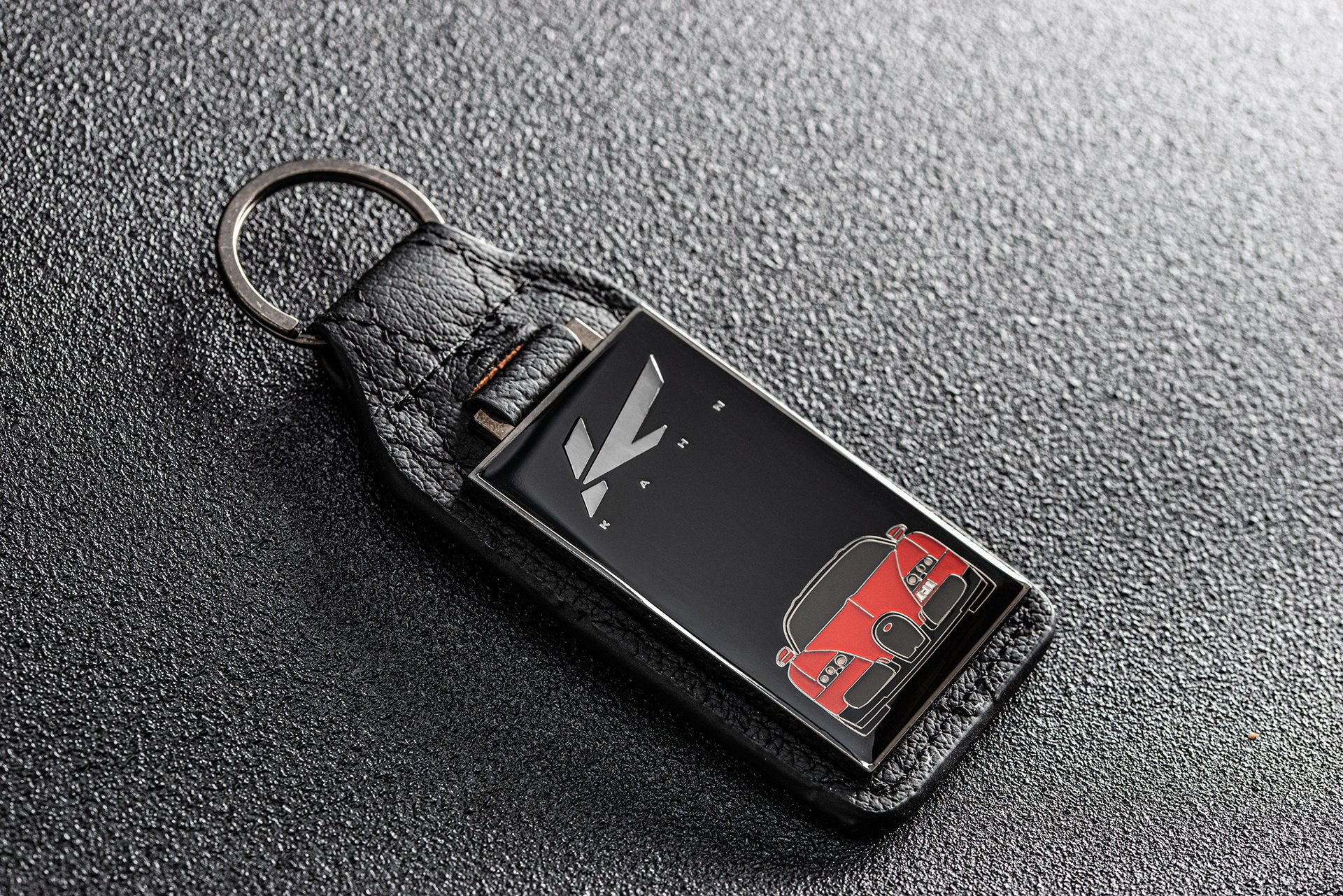 Wider View Of The Bugatti Limited Edition Enamel Keyring by Kahn