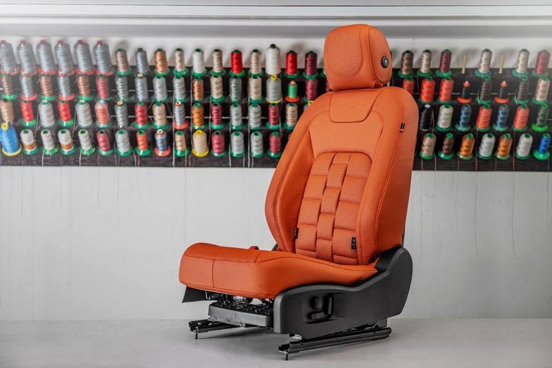 Closer View Of The Orange Defender Leather Interior
