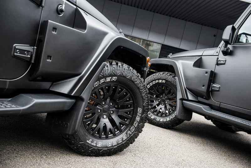 Full View Of The Black Jeep Wrangler Wheels By Kahn 