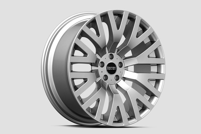 Tilted View Of The Hyper Silver Wheels For Range Rover Sport ( 2005 - 2013 )