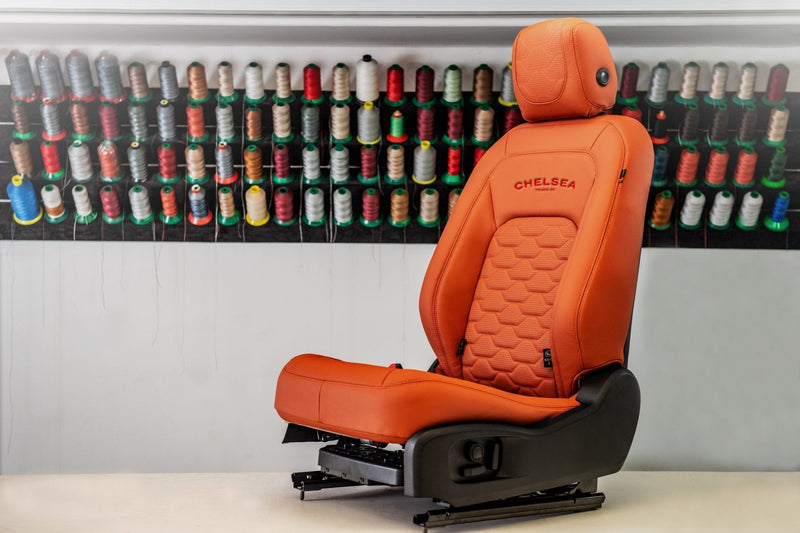 Closer View Of The Orange Leather Interior Of Defender
