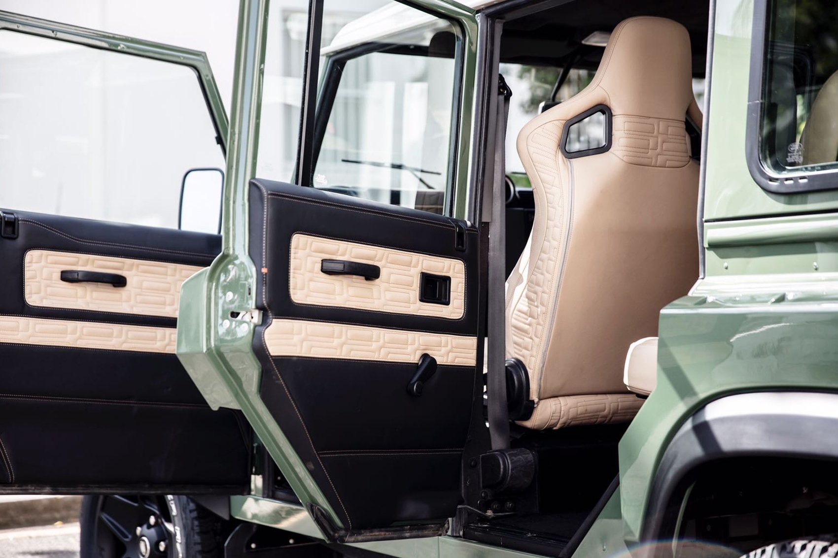 Wider view of the Land Rover Defender 110 (1991-2016) Door Panel Card Inserts - Project Kahn